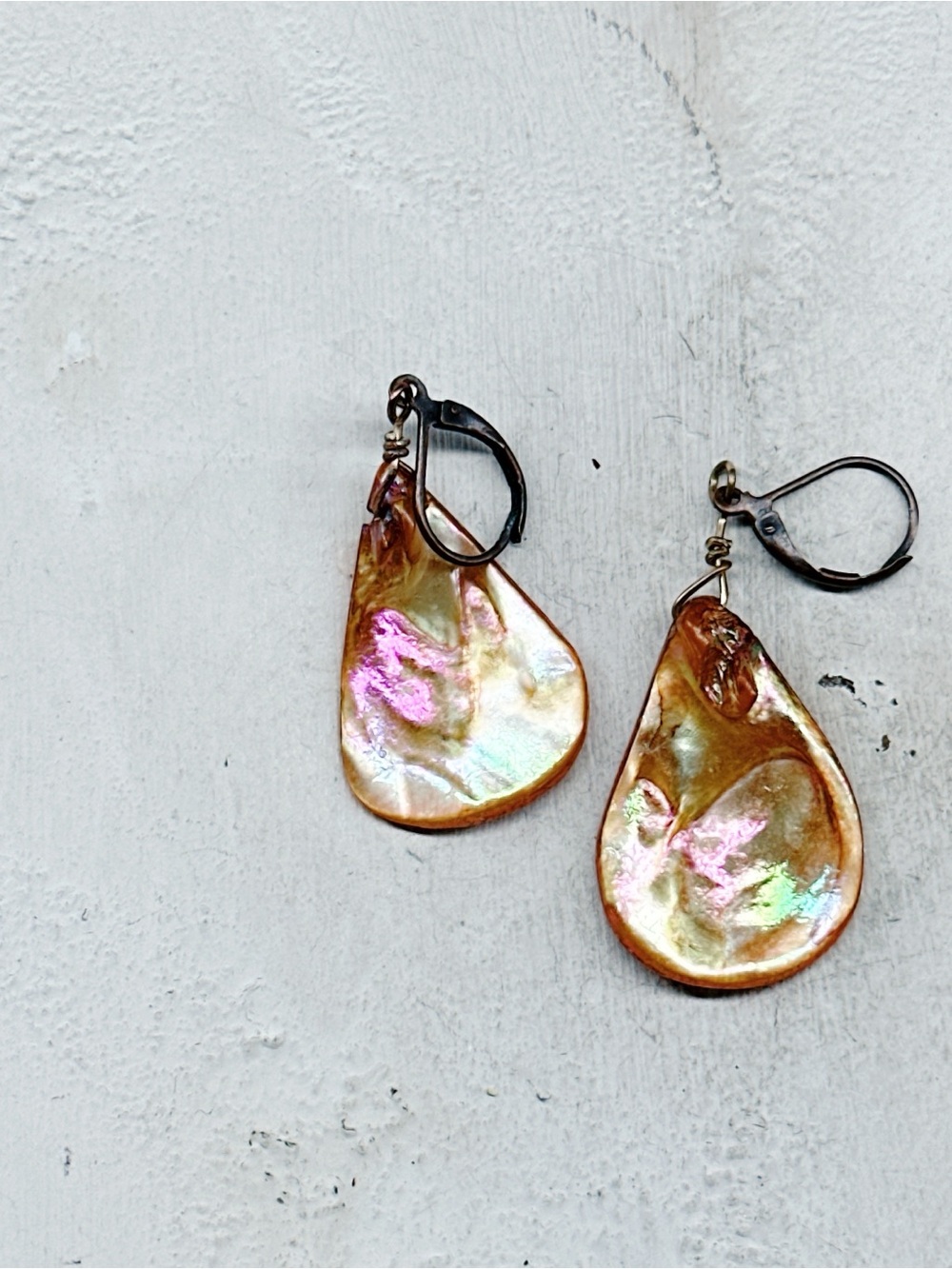 805mc. Golden Shell Earrings Handmade